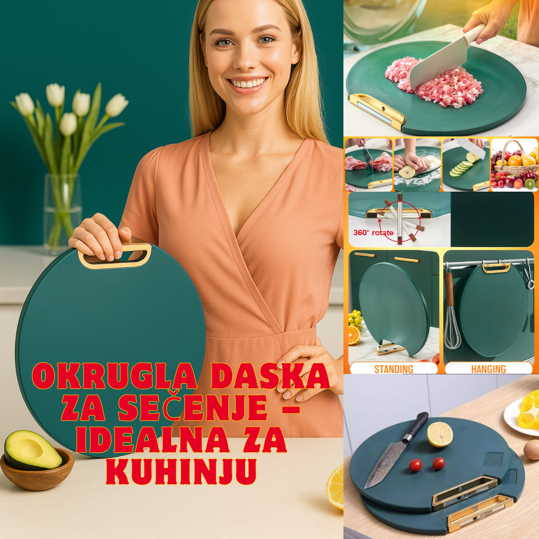 Okrugla Daska za Sečenje – Protiv Buđi, Protivklizna, Idealna za Kuhinju