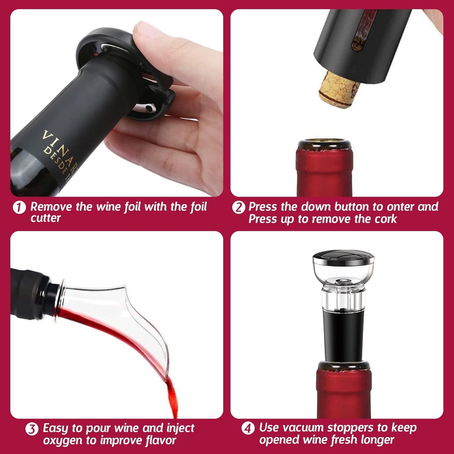 4 u 1 Električni Set za Vino – Stil i praktičnost u jednom!