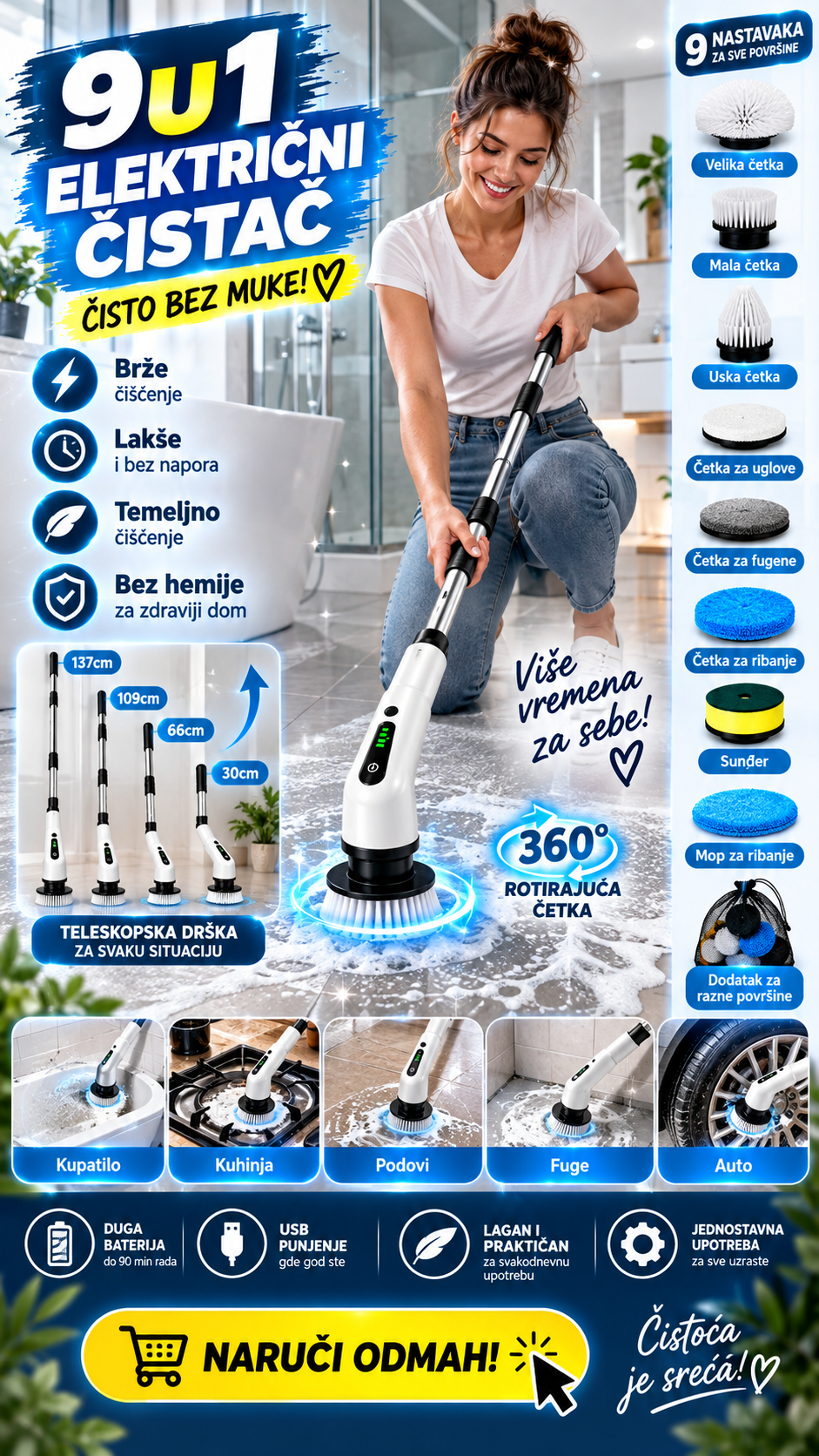 9 U 1 ELEKTRIČNI ČISTAČ – ČISTOĆA BEZ MUKOTRPNOG RIBANJA! 🧼✨