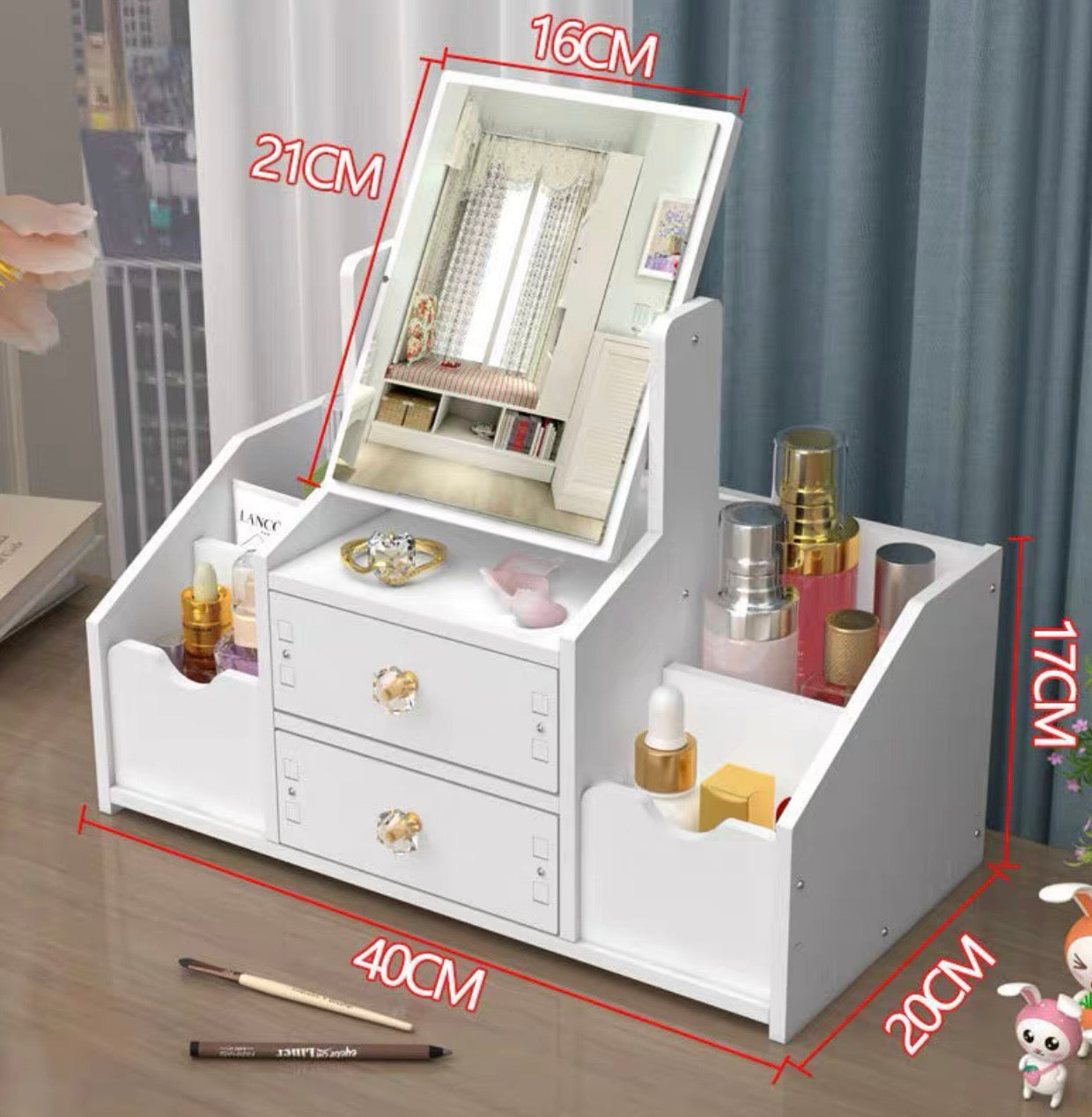 Organizer za šminku i nakit sa ogledalom