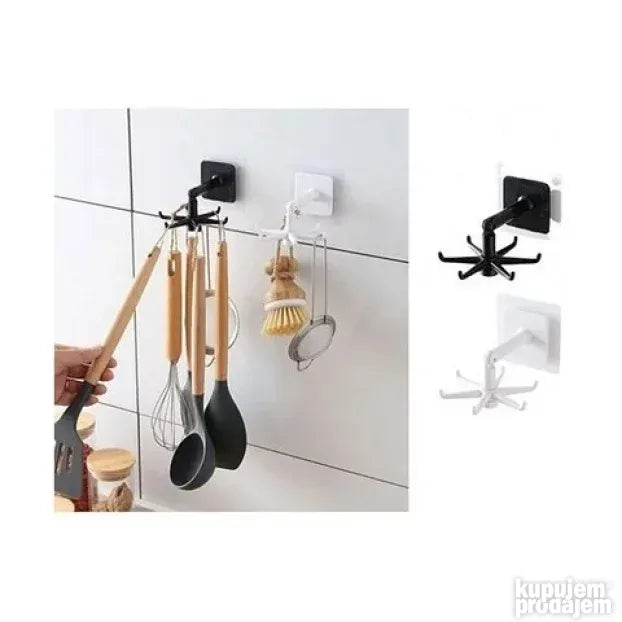 Rotirajući držač za kuhinjski pribor – 2 komada (12 kukica)