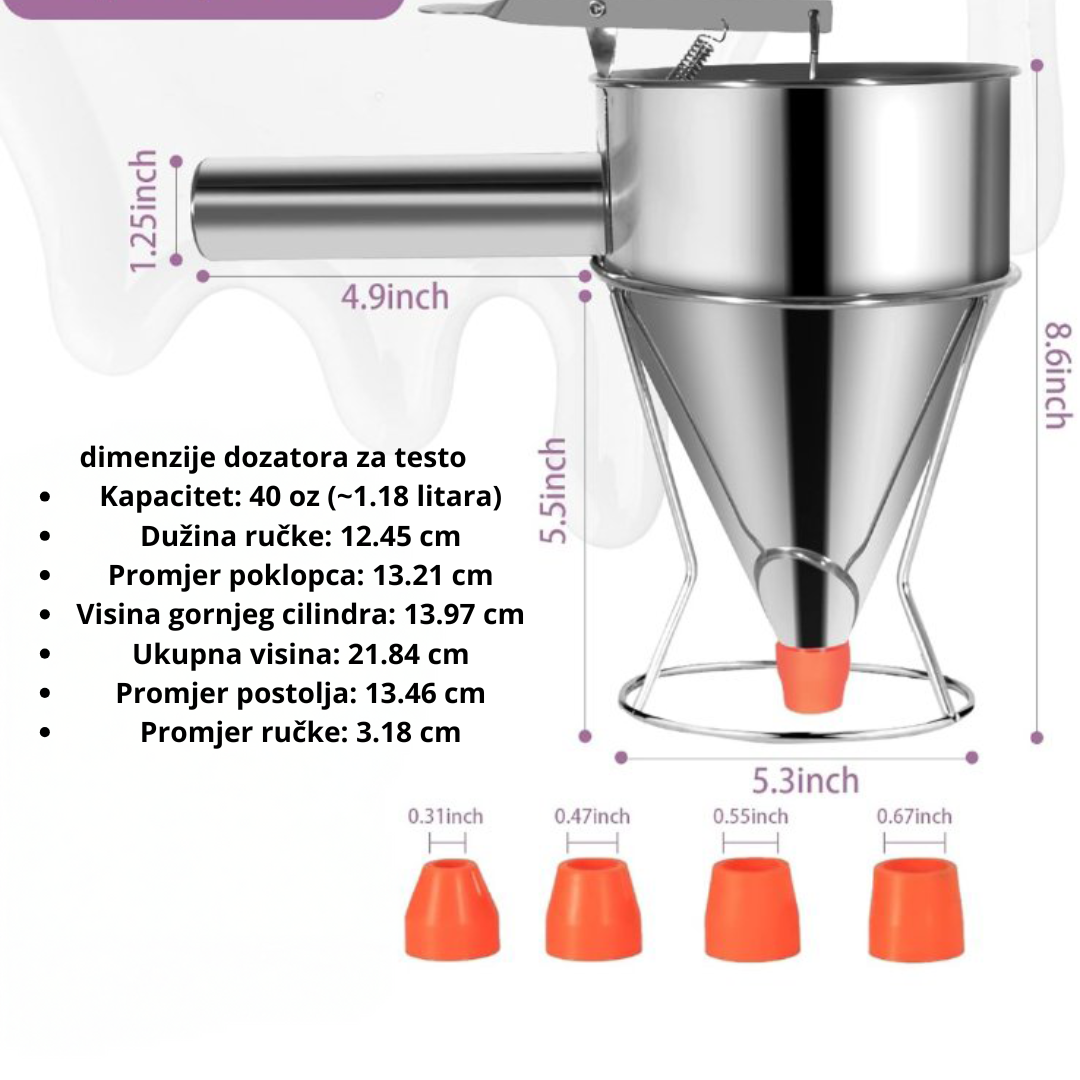 Dozator za Tečno Testo – 750 ml | Nerđajući Čelik