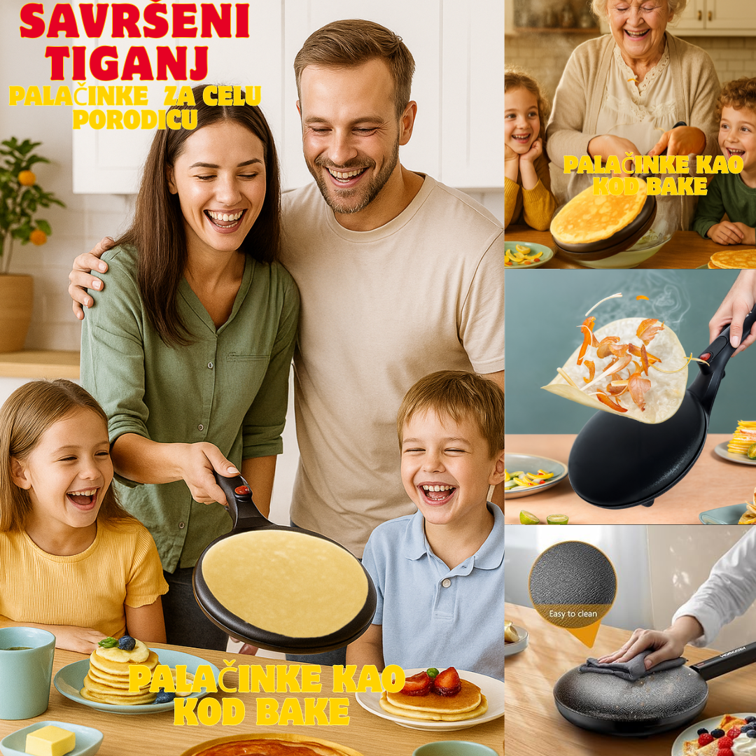 Savršeni tiganj za palačinke  Takodje uz njega ide I posuda za palacinke komplet za pravljenje (u prodaji trenutno najnoviji model po starima cenama 20cm  650 w ne postoji bolji po boljim cenama akcija u toku  )