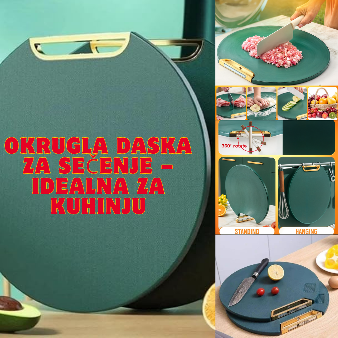 Okrugla Daska za Sečenje – Protiv Buđi, Protivklizna, Idealna za Kuhinju
