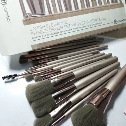 ✨ Set od 15 profesionalnih četkica za šminkanje + kozmetička torbica ✨