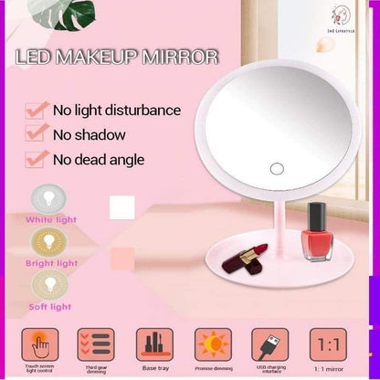 Led ogledalo samo 1099 din !!! Usp punjenje Dostupno u 2 boje bela i roze Precnik ogledala 20 cm