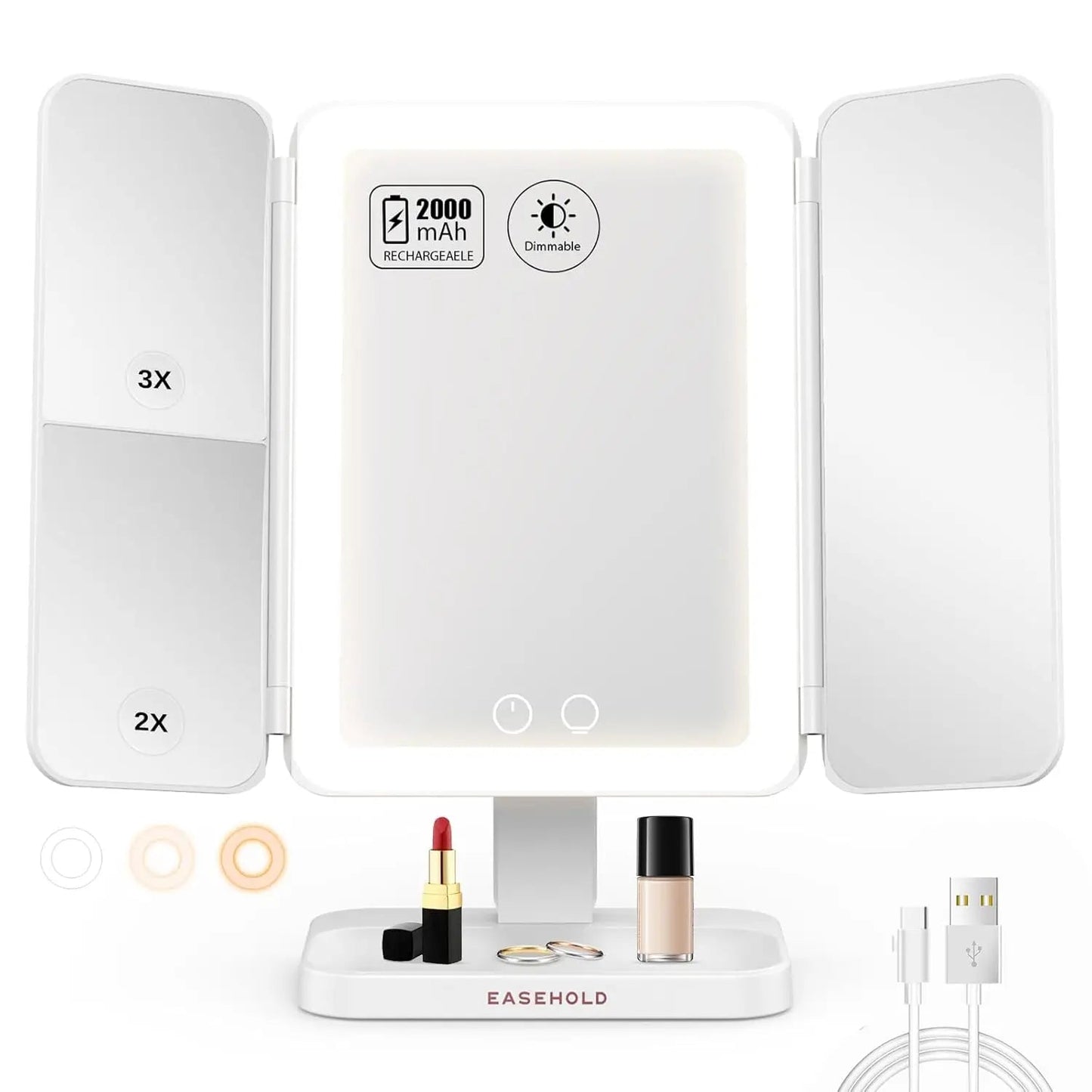 LED OGLEDALO ZA ŠMINKANJE SA UVEĆANJEM I LED SVETLOM