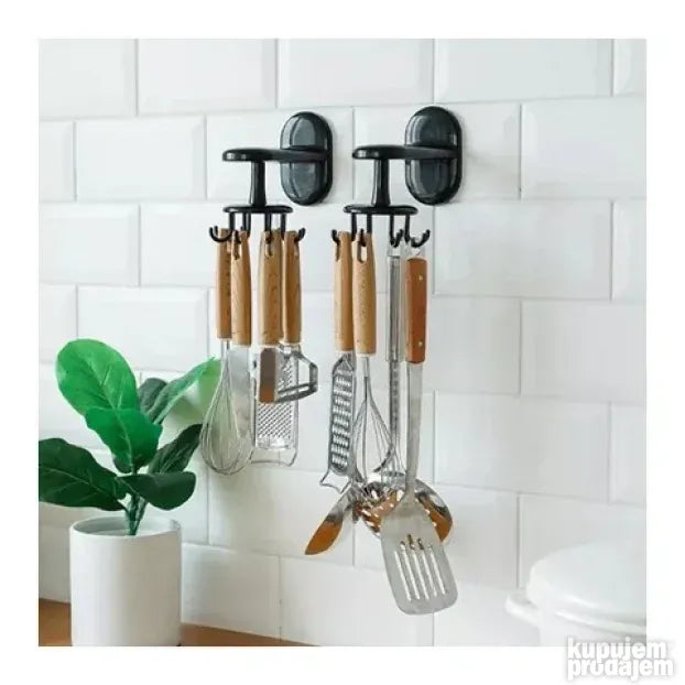 Rotirajući držač za kuhinjski pribor – 2 komada (12 kukica)