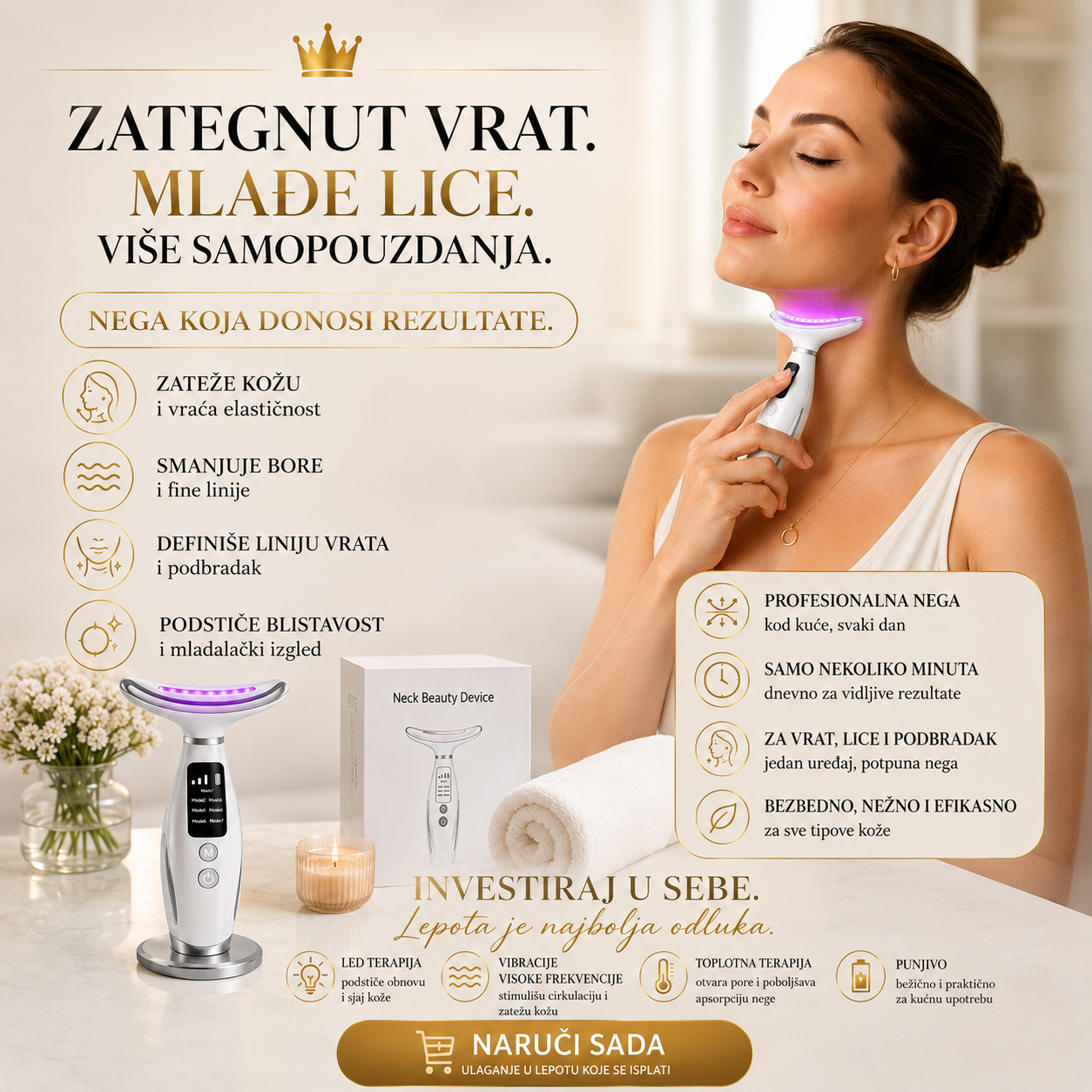 MASAŽER ZA UČVRŠĆIVANJE VRATA I LICA – 7 LED REŽIMA