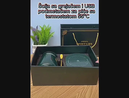 Šolja sa grejačem i USB podmetač za piće sa termostatom 55°C