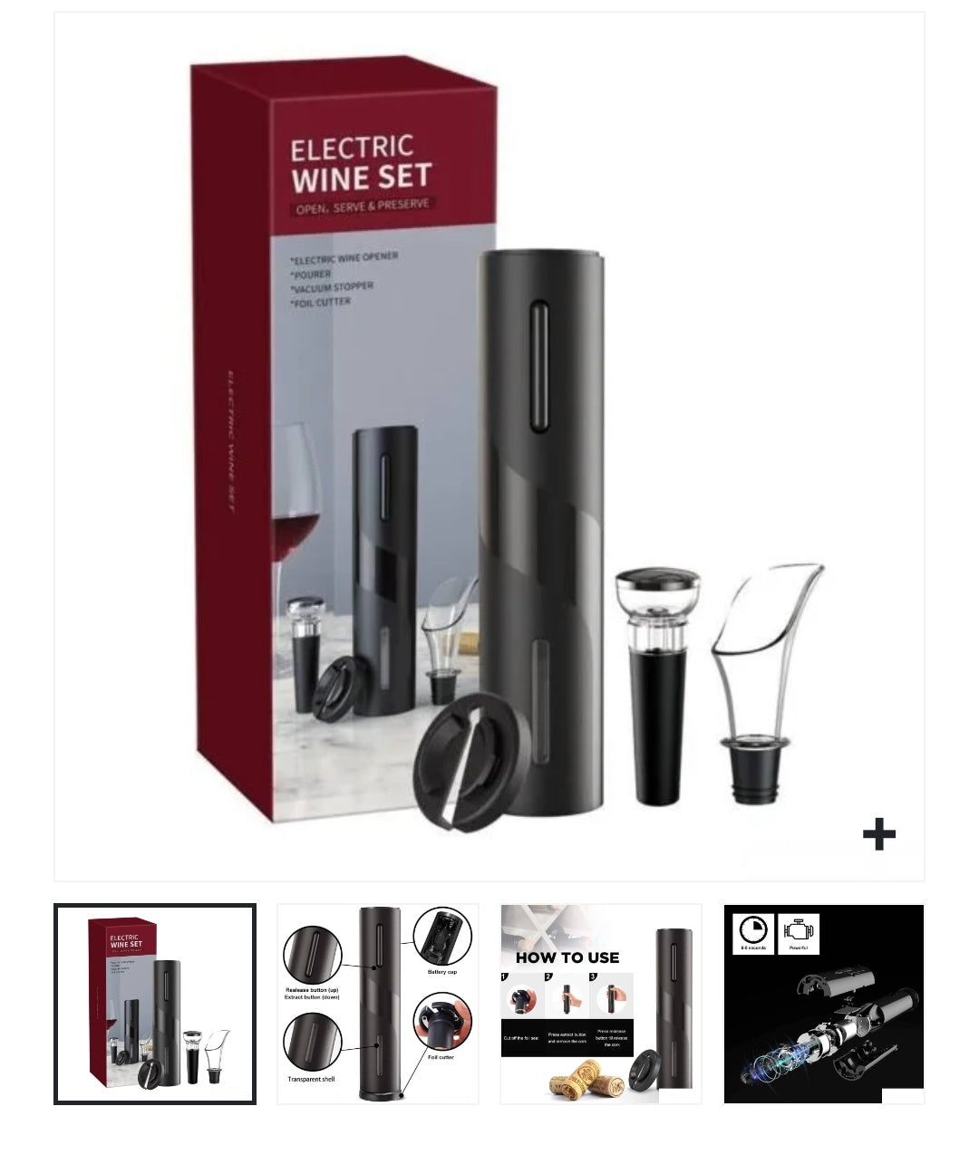4 u 1 Električni Set za Vino – Stil i praktičnost u jednom!
