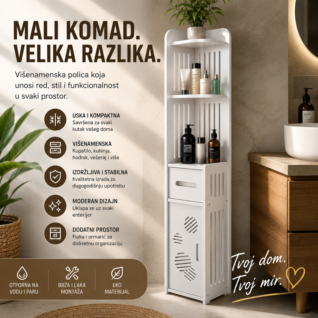 VIŠENAMENSKA USKA POLICA ZA KUPATILO I KUHINJU